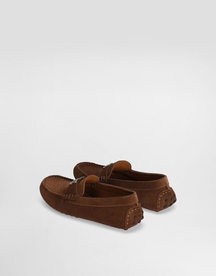 Dolce & Gabbana Split leather loafers with DG logo Beige DA5268A1250