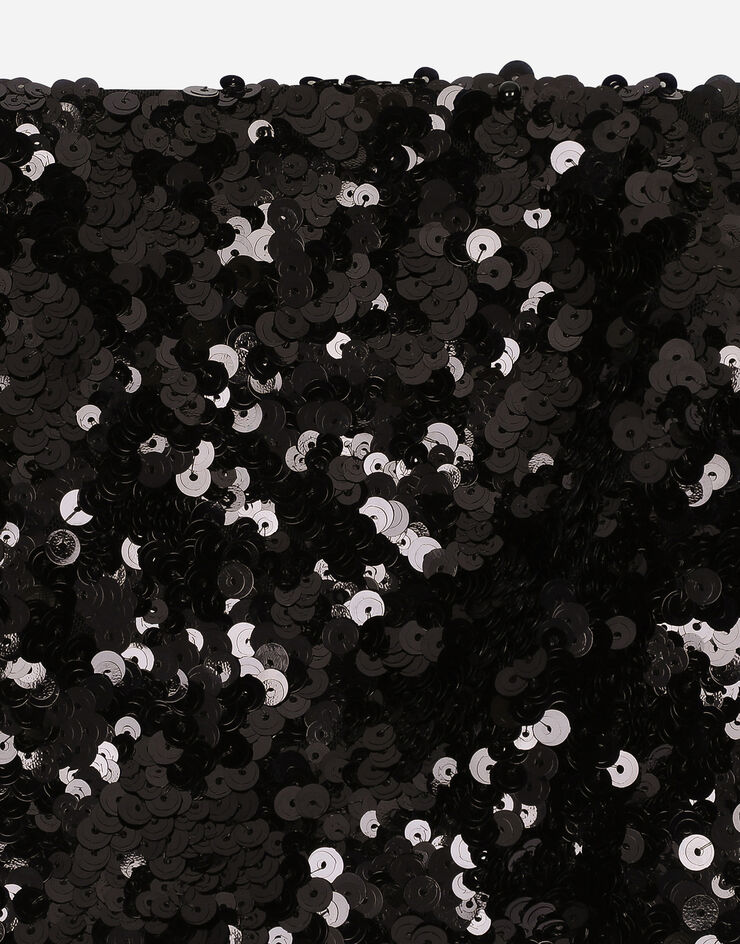Dolce & Gabbana Top corto con spalline in paillettes Nero F79AATHLMZM