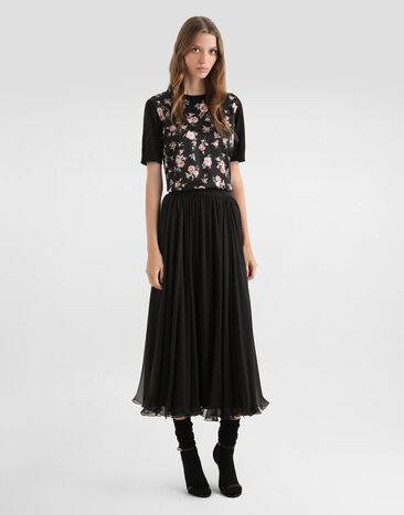 Dolce & Gabbana High-waisted chiffon circle skirt Black F4CPUTFU1AT