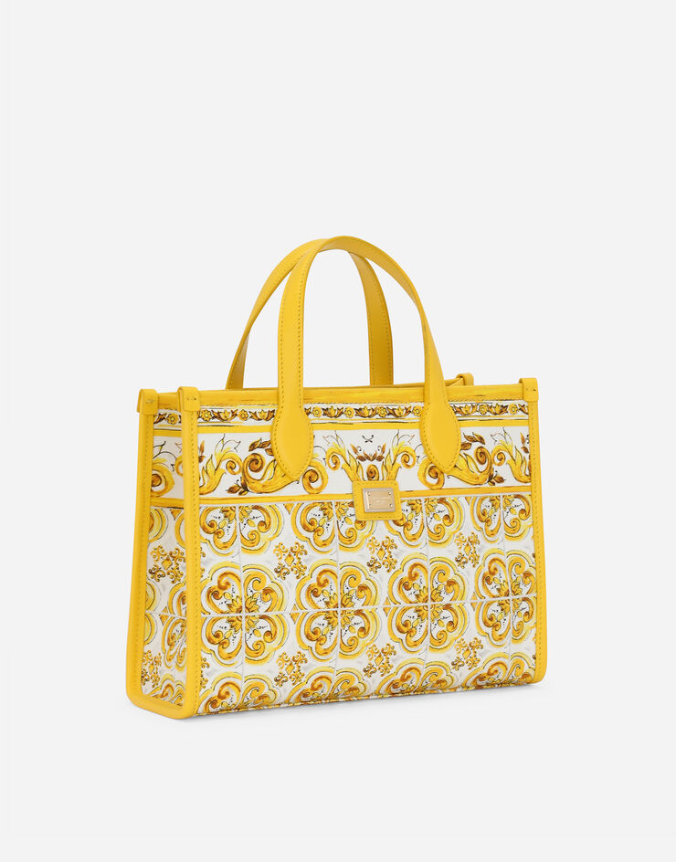 Dolce & Gabbana Canvas handbag with yellow majolica print Yellow EB0252A7131