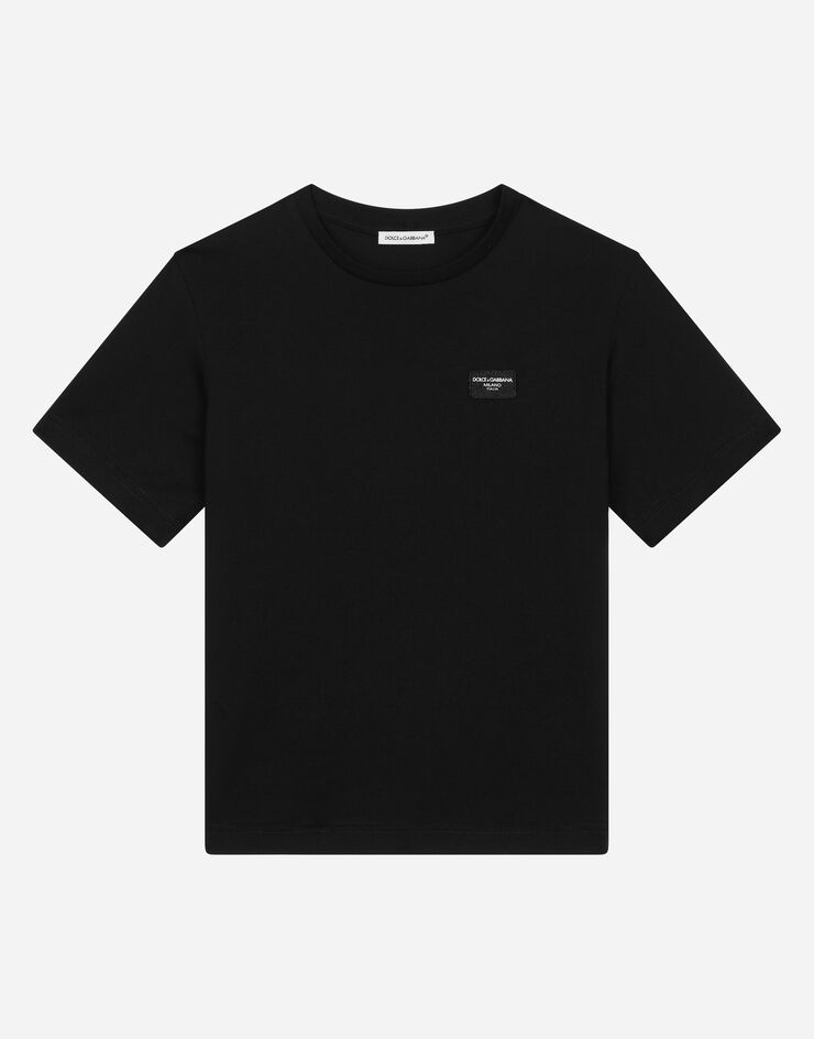Dolce & Gabbana Jersey T-shirt with logo tag Schwarz L4JTBLG7M4S