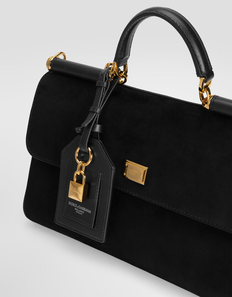 Dolce & Gabbana Handtasche My Sicily Medium aus Veloursleder Dolce & Gabbana Handtasche My Sicily Medium aus Veloursleder Schwarz BB7782CO903