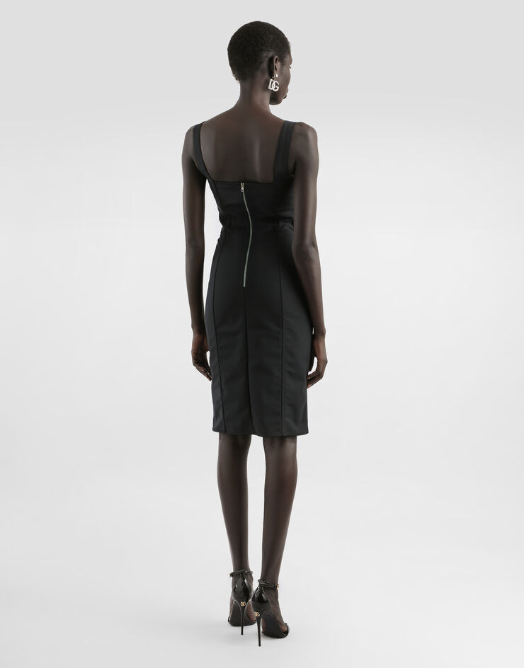 Dolce & Gabbana Corset-style midi dress in powernet and lace Black F63G9TG9798