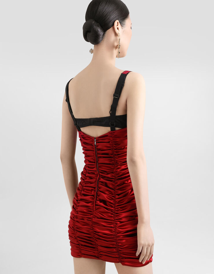 Dolce & Gabbana Minivestido drapeado de raso Burdeos F6TPXTFURAD
