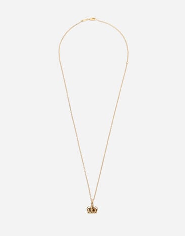 Dolce & Gabbana Crown-Anhänger aus Gelbgold mit Tigerauge Gelbgold WAKK1GWIE01