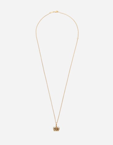 Dolce & Gabbana Pendentif Crown en or jaune avec quartz œil de fer Jaune WAQP2GWSAP1