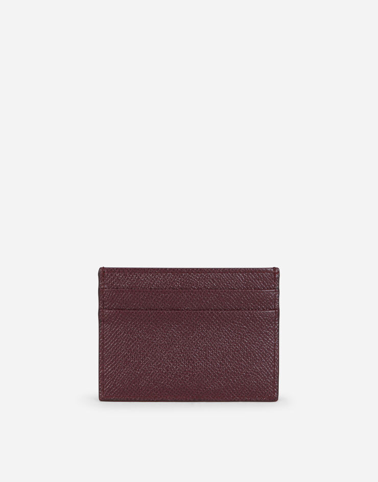 Dolce & Gabbana Porte-cartes de crédit en cuir de veau dauphine avec plaquette à logo Bordeaux BP0330AZ602