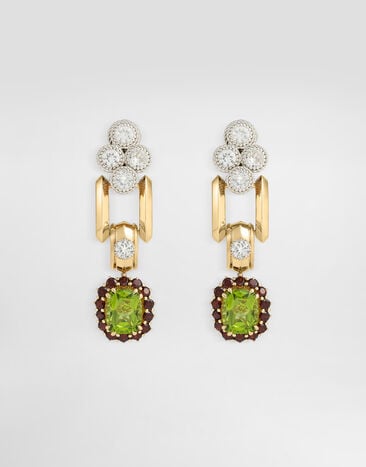 Dolce & Gabbana Eleganza Earrings 18-carat white and yellow gold, peridots, garnets and sapphires  WESA7GWPER1