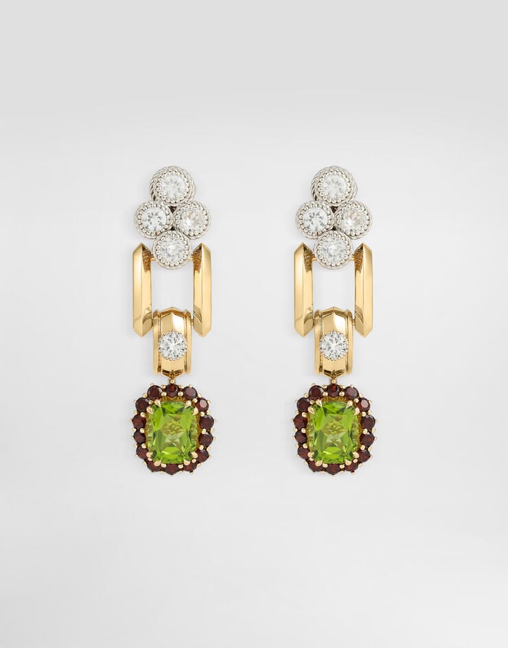 Dolce & Gabbana Eleganza Earrings 18-carat white and yellow gold, peridots, garnets and sapphires  WESA7GWPER1