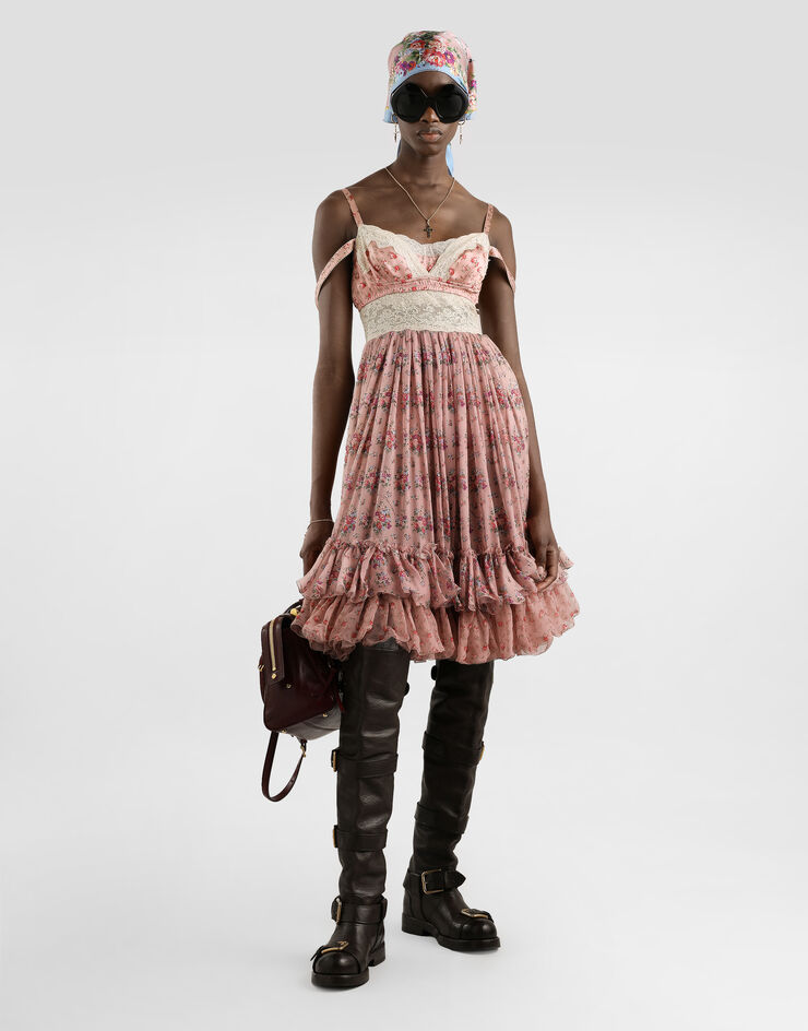 Dolce & Gabbana 小花束印花雪纺连衣裙 Multicolor F60H0TIS10F