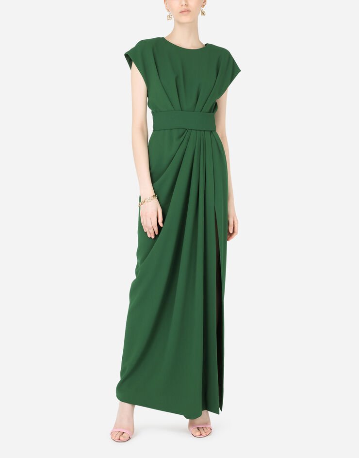 Dolce & Gabbana Abito lungo in cady con spacco laterale Verde F6K3TTFUIAH