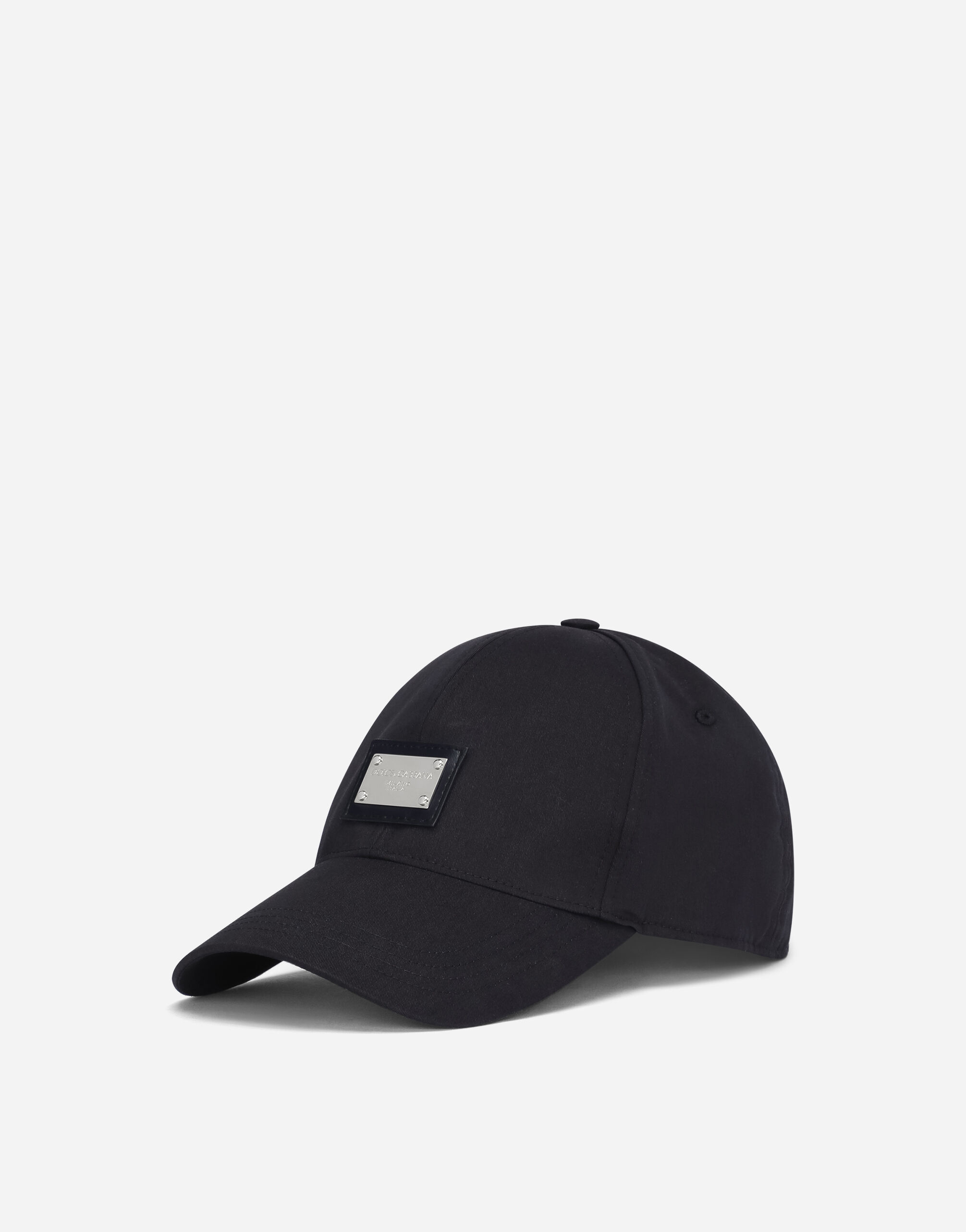 Cotton baseball cap with branded tag in Blue for Men Dolce Gabbana