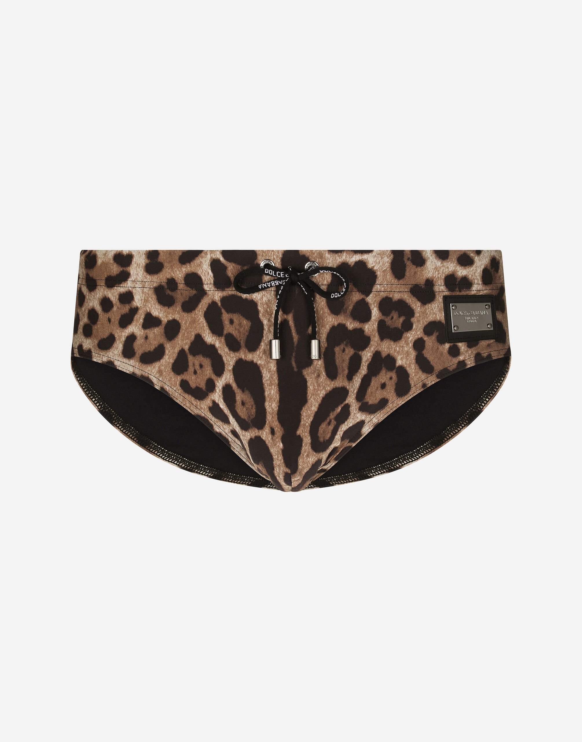 Slip mare alto stampa leopardo in Animal Print da Uomo Dolce Gabbana