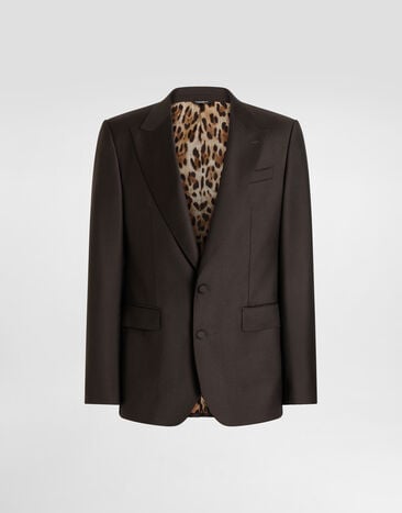 Dolce & Gabbana Single-breasted sicilia light jacket in light wool Brown G2TV4TFU269