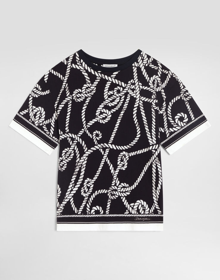 Dolce & Gabbana Camiseta en punto jersey con estampado marinero Multicolor L4JTHVII7LN