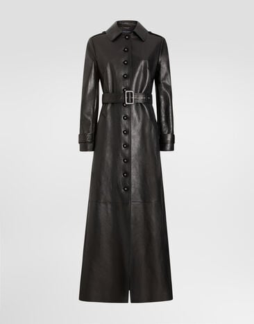 Dolce & Gabbana Single-breasted leather coat Dolce & Gabbana Single-breasted leather coat Black F0W6PLHULUH