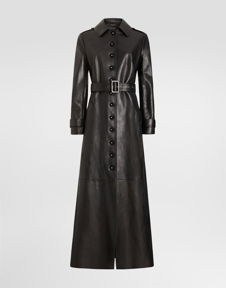 Dolce & Gabbana Single-breasted leather coat Dolce & Gabbana Single-breasted leather coat Black F0W6PLHULUH