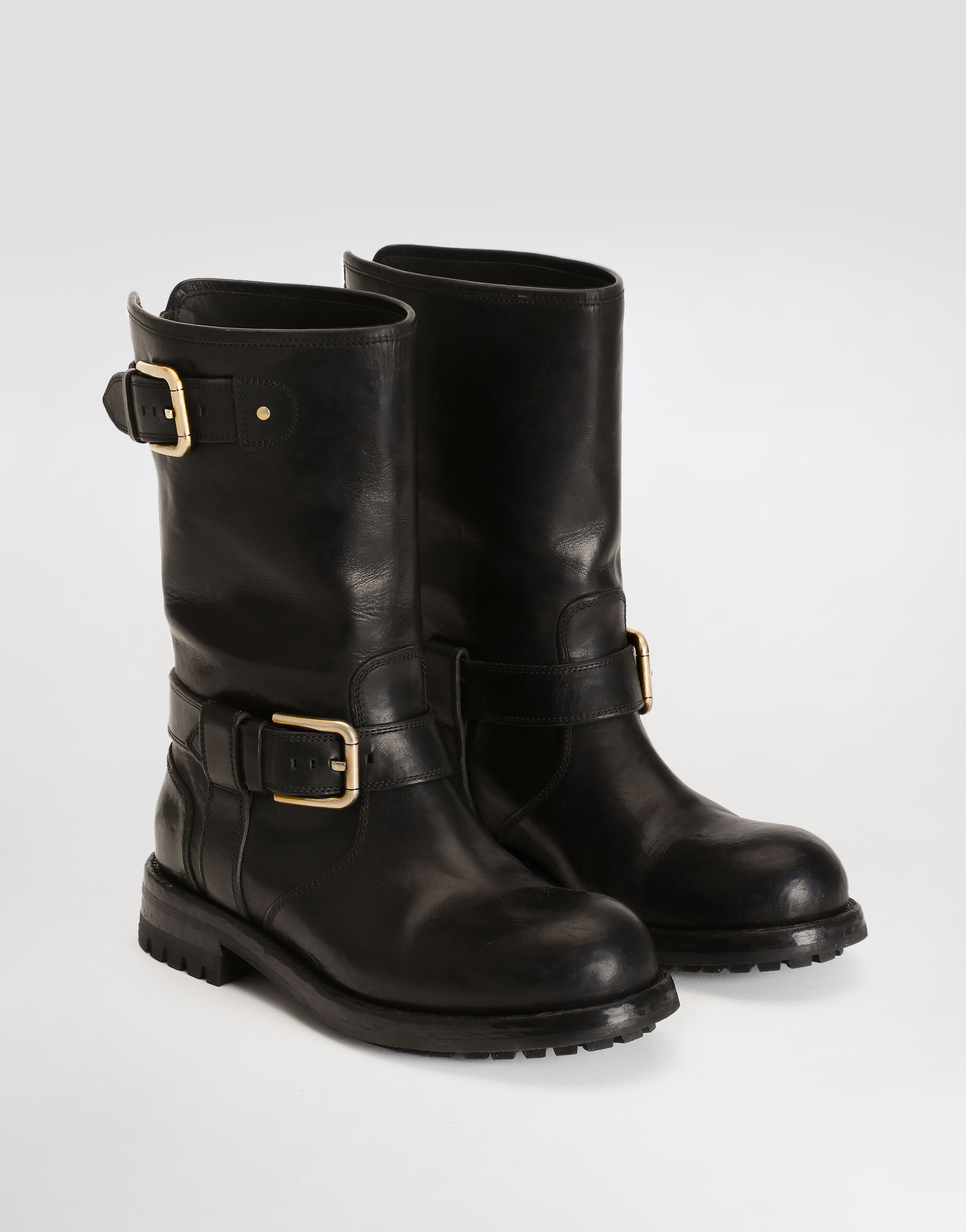 D&G DOLCE&GABBANA レザーウエスタンヒールブーツ レディース Calfskin biker boots in Black for Women | Dolce&Gabbana® US
