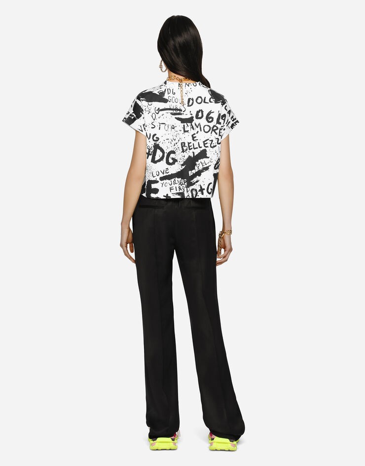 Dolce & Gabbana Pantalones Palazzo de sarga Black FTB7NTGDP69