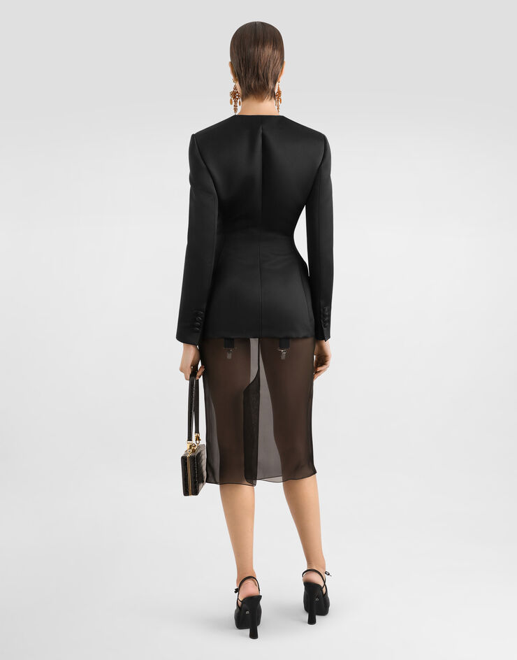 Dolce & Gabbana Jupe mi-longue en voile de mousseline Noir F4BBYTFUAA1