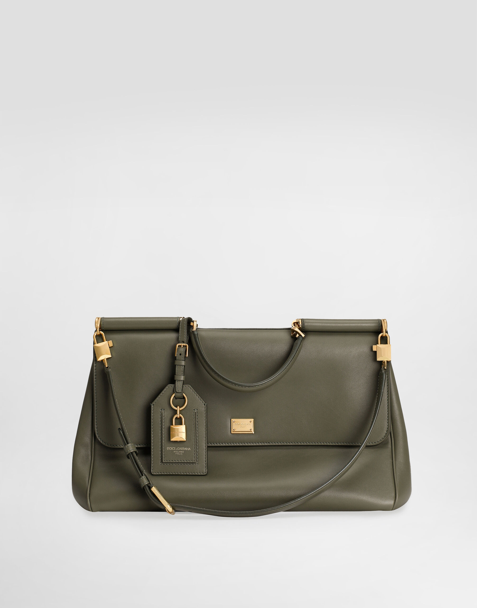 Maxi My Sicily handbag in plongé calfskin in Green for Women