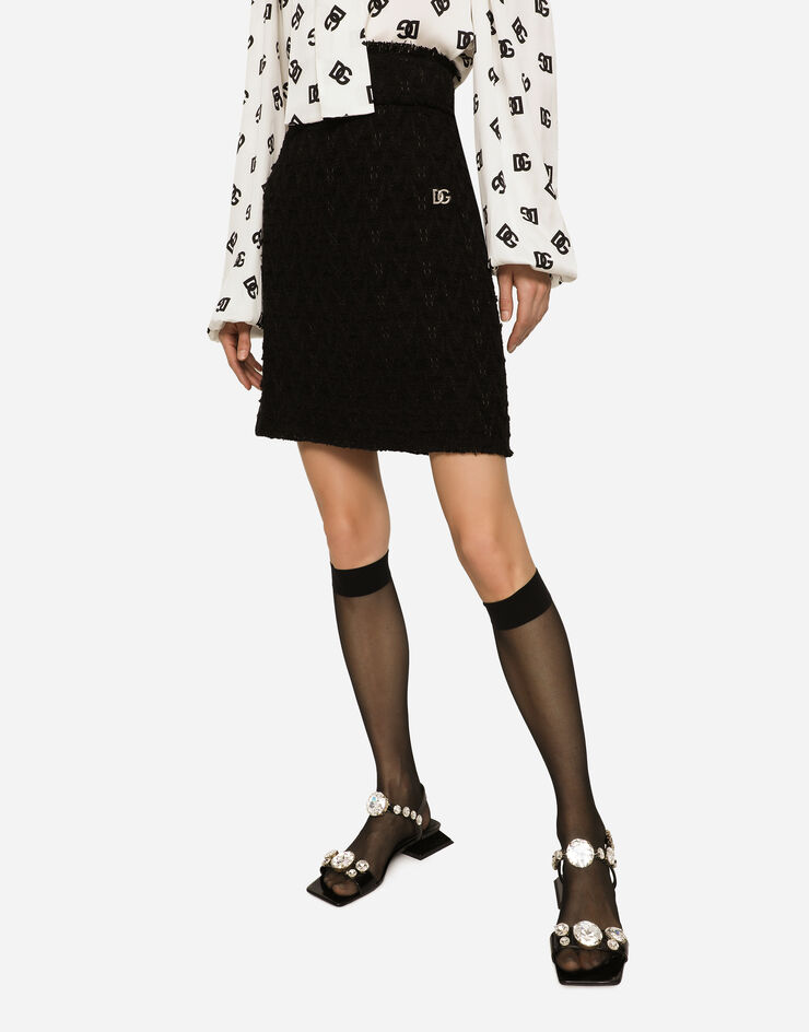 Dolce & Gabbana Юбка из рогожки с боковым разрезом черный F4CB0TFUTBI