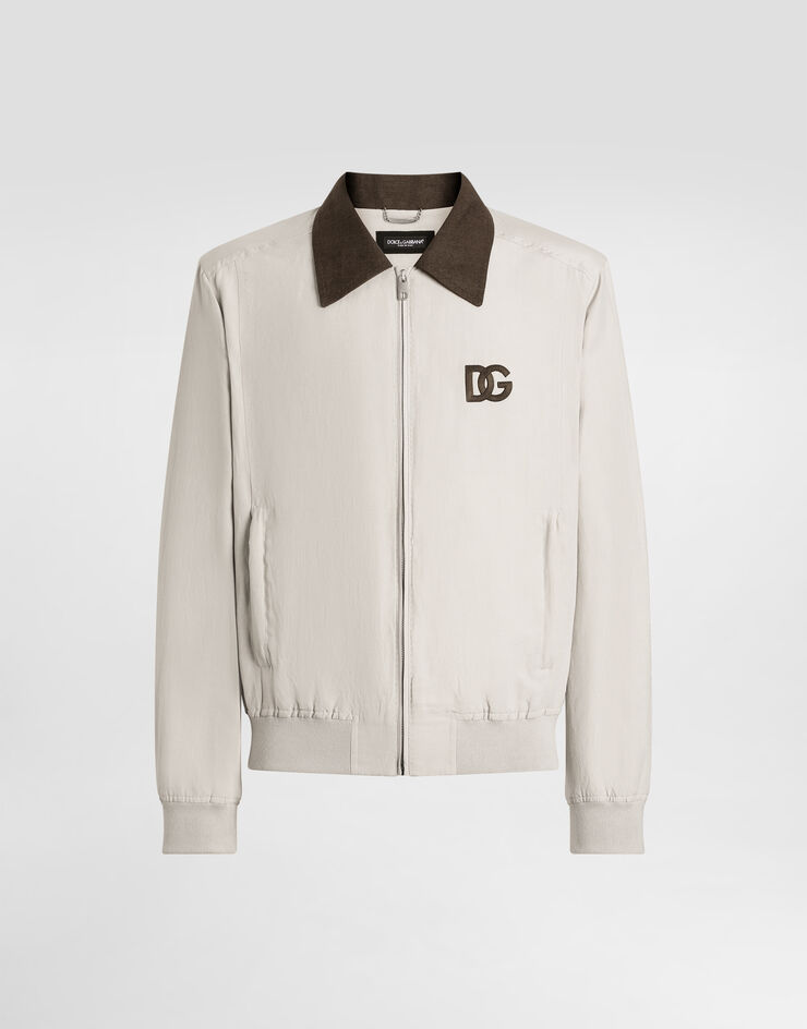 Dolce & Gabbana Linen and silk bomber jacket Beige G9BODZFUTAZ