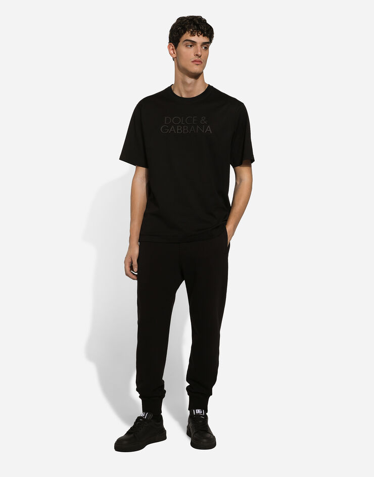 Dolce & Gabbana 徽标刺绣棉质 T 恤 黑 G8PN9ZG7NWN