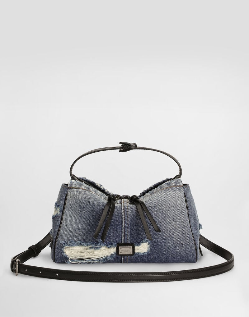 Vittoria Denim Patchwork Shoulder Bag Blue