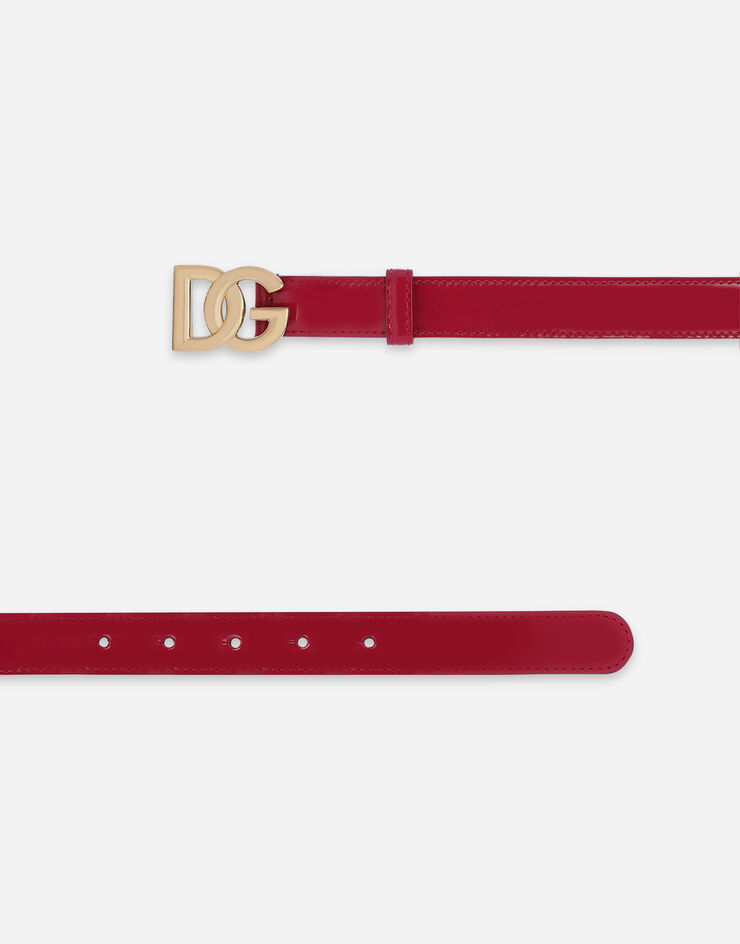 Dolce & Gabbana Polished calfskin belt with DG logo Fuchsia BE1447A1037