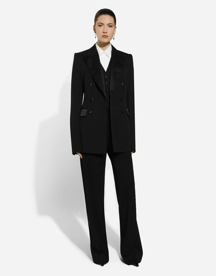 Dolce & Gabbana Pantalón acampanado en gabardina de lana Negro FTC18TFU28J