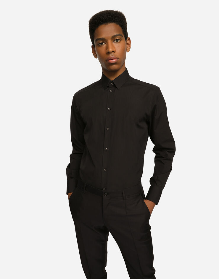 Dolce&Gabbana Stretch poplin Gold-fit shirt Black G5EJ0TGG826