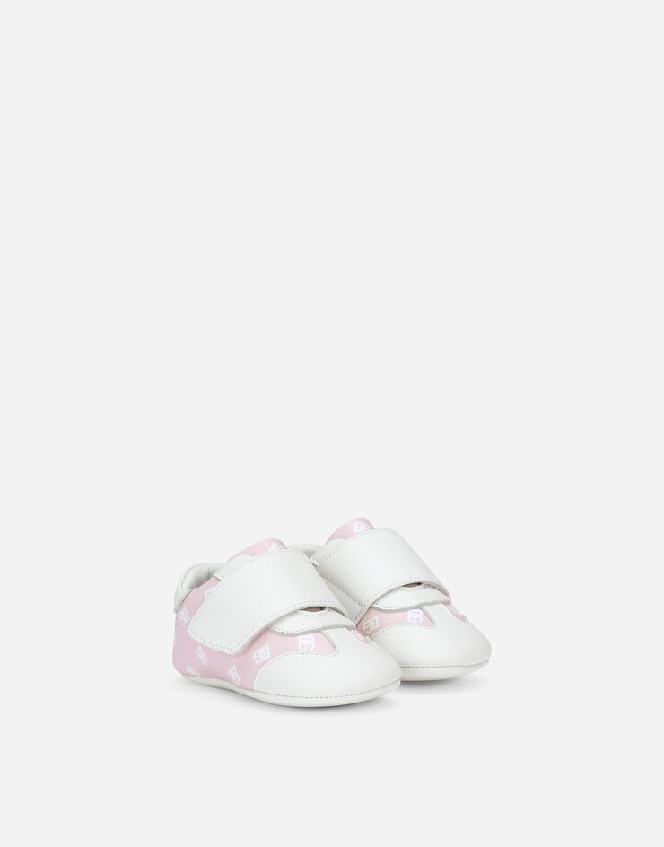Dolce & Gabbana Sneaker newborn  in nappa stampa DG logo Bianco DK0117AU499