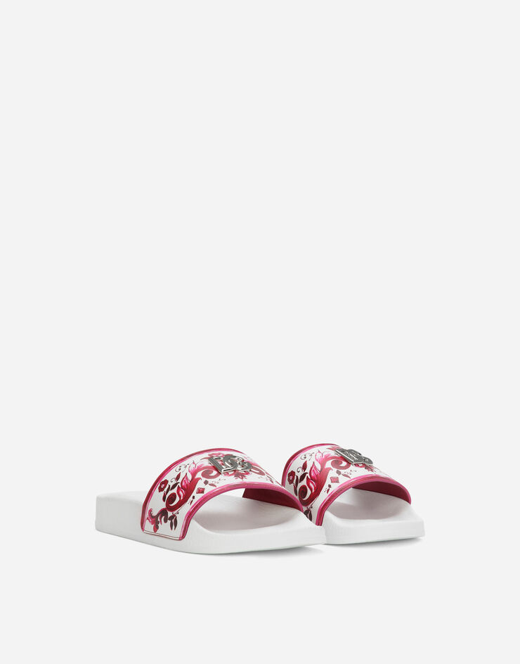Dolce&Gabbana Printed calfskin beach slides Multicolor D10705AC113