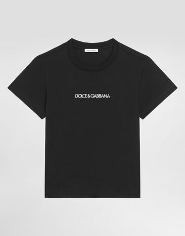 Dolce & Gabbana Jersey t-shirt with logo embroidery Black L4JT7NG7STN