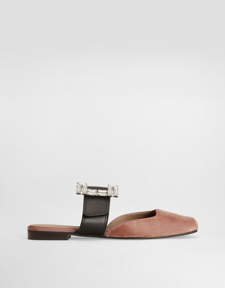 Dolce & Gabbana خف مخمل بإبزيم مرصع وردي CI0190A6503