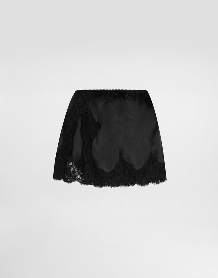 Dolce & Gabbana Short satin skirt Black F4DAVTFU1NU