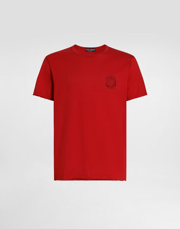 Dolce & Gabbana Cotton t-shirt with patch Red G8TQ8ZG7QNN