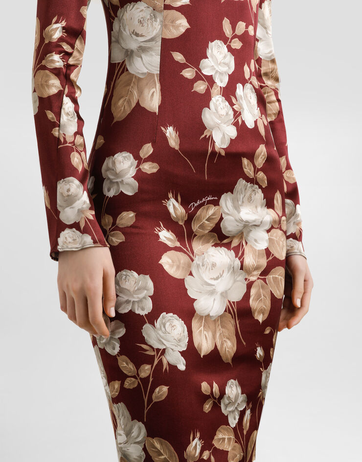 Dolce & Gabbana Vintage rose-print satin dress Print F6TYGTFSIB8