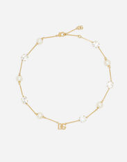 Dolce & Gabbana Collier court avec multiples logos DG, strass et perles Doré WBQ4S3W1111
