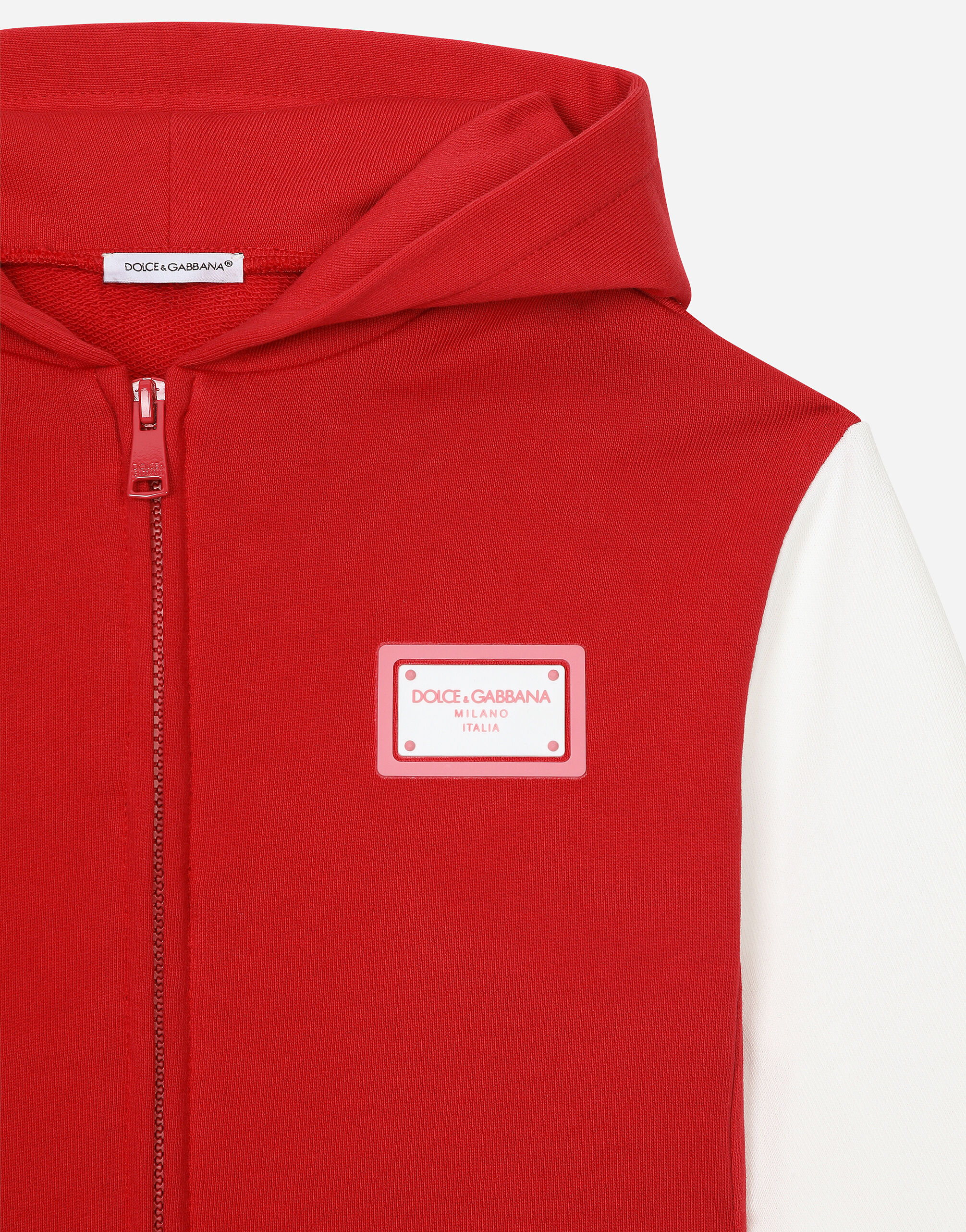 Jersey hoodie with branded tag and Dolce Gabbana logo in Bordeaux for Girls Dolce Gabbana