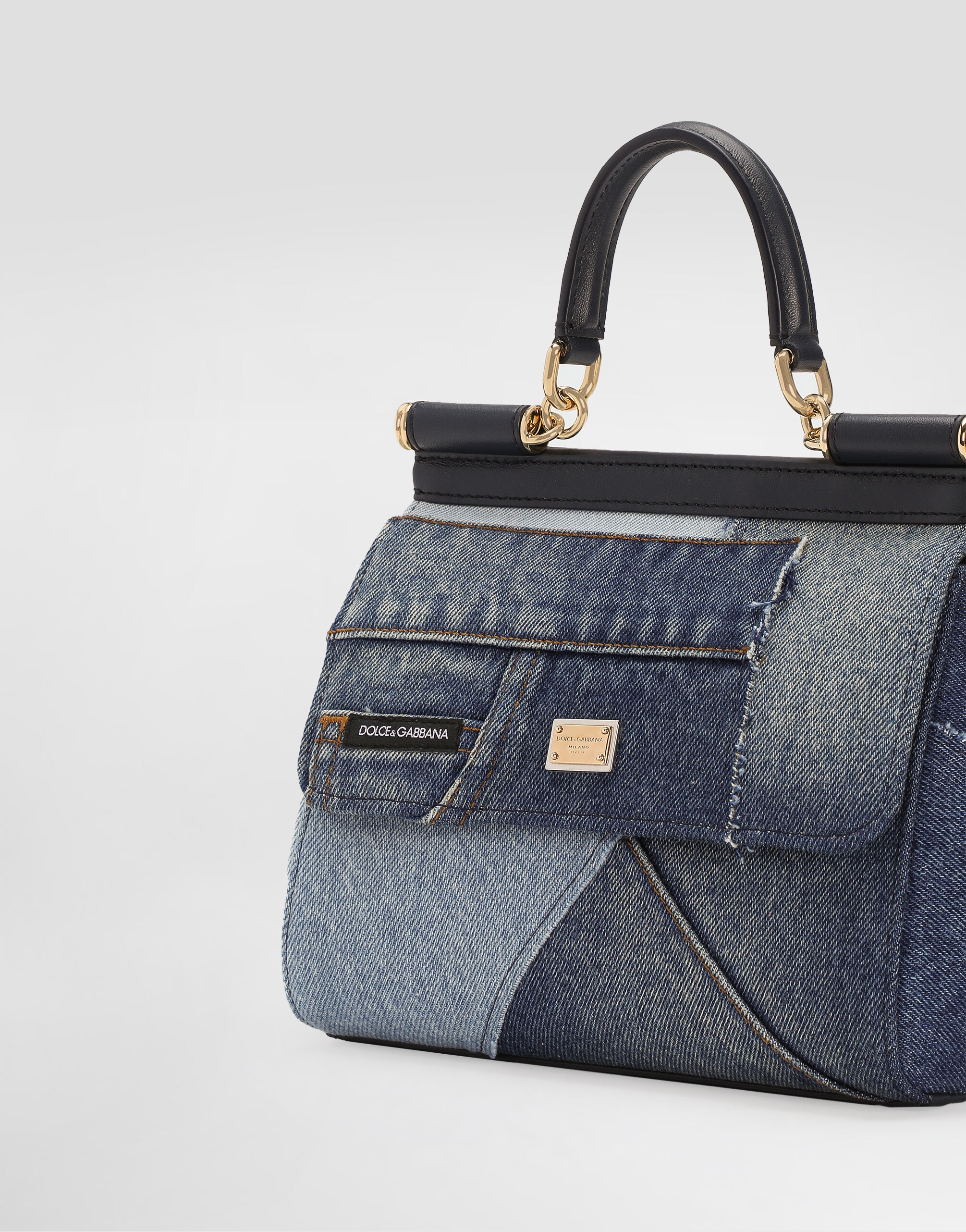 Small Sicily handbag in denim and calfskin in Denim for Women
