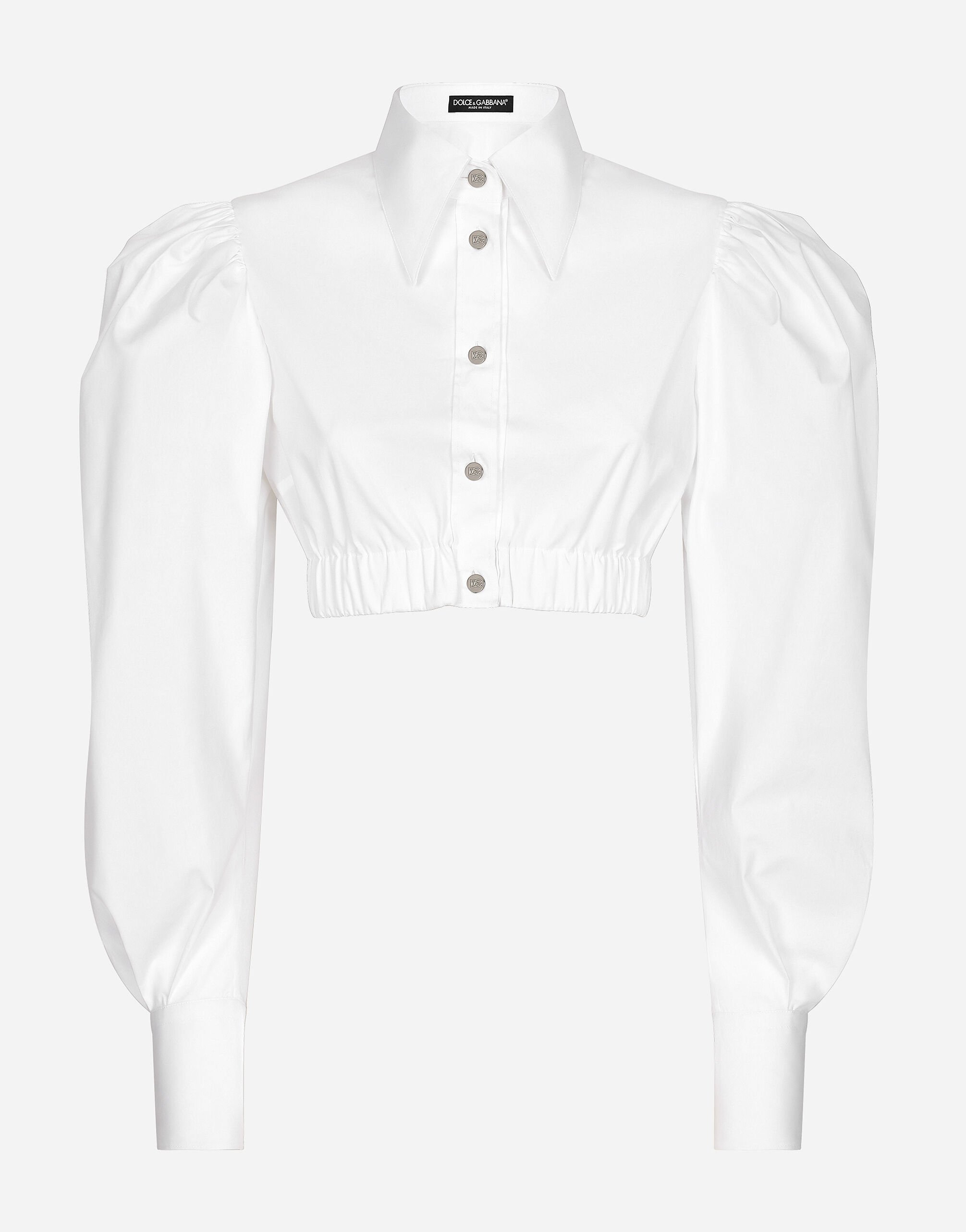 Dolce & Gabbana Camisa de popelina con mangas abullonadas Blanco F5Q62TFU5T9