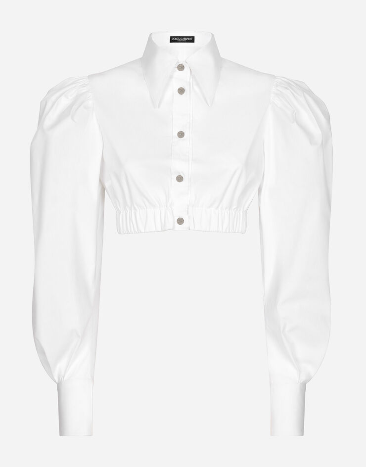 Camisa basic para mujer popelina manga larga Blanco