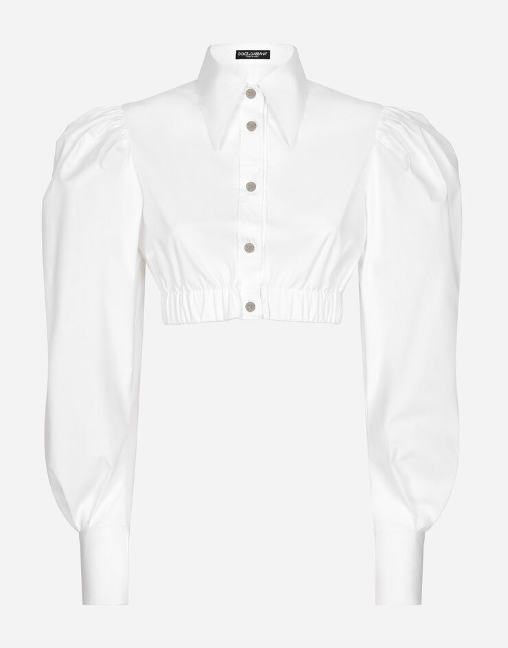 Dolce & Gabbana Camisa de popelina con mangas abullonadas Blanco F5Q66TFUEEE