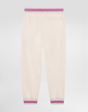 Dolce & Gabbana Pantalón oversize de felpa con bordado de violetas y logotipo DG Multicolor L5JPG5G7PHT