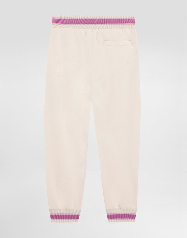 Dolce & Gabbana Oversized fleece trousers with violets embroidery and DG logo Multicolor L5JPG5G7PHT