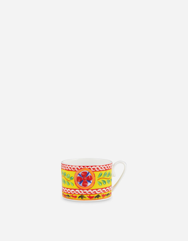 Dolce & Gabbana Tazza Tè con Piattino in Porcellana Fine Multicolore TC0S06TCA06