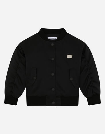 Dolce & Gabbana Bomber in raso placca logo Nero L5JBJ8G7B4L