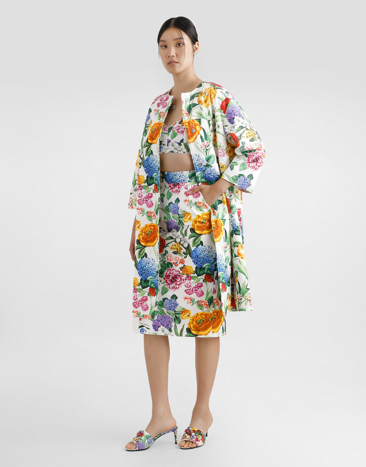 Dolce & Gabbana Floral-print cotton jacquard calf-length skirt Print F4C15TFSFOA